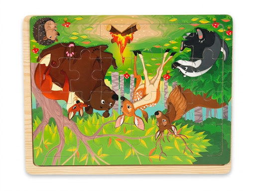 Woodland Forest Animals Wooden Tray Jigsaw Puzzle – Early Learning Nature Puzzle Toy for Kids