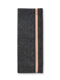 33CM  Denim Fabric Pencil Case with Gold/Rose Contrast Zipper – Stylish School & Office Stationery Pouch
