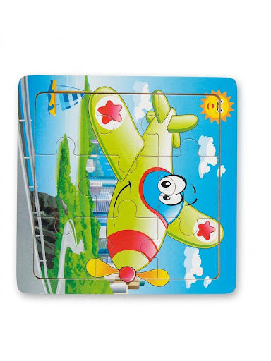 9  PC Cartoon Airplane Wooden Inset Tray Jigsaw Puzzle – Early Learning Toddler Vehicle Puzzle