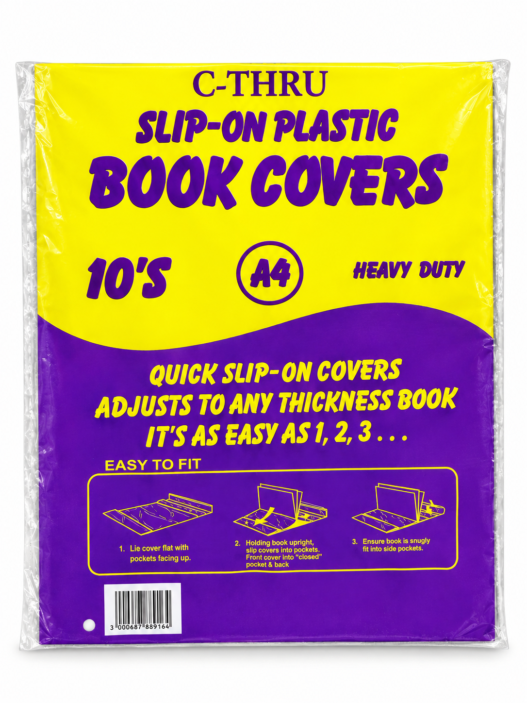 A4 Slip-On Heavy Duty Plastic Book Covers (Pack of 10) Protect School Books in Seconds — No Tape or Scissors Needed!
