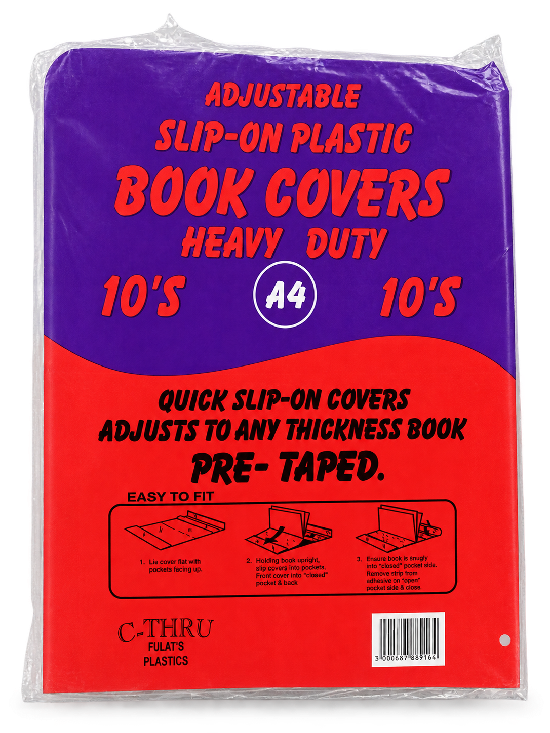 A4 Adjustable Pre-Taped Heavy Duty Plastic Book Covers (Pack of 10) – Easy Slip-On Exercise Book Protector