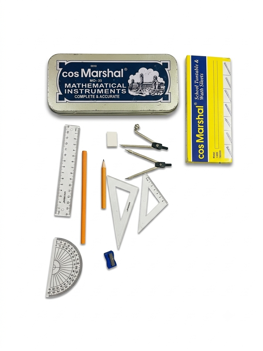 cos Marshal Mathematical Instruments Set in Metal Tin – Complete Student Geometry & Math Kit