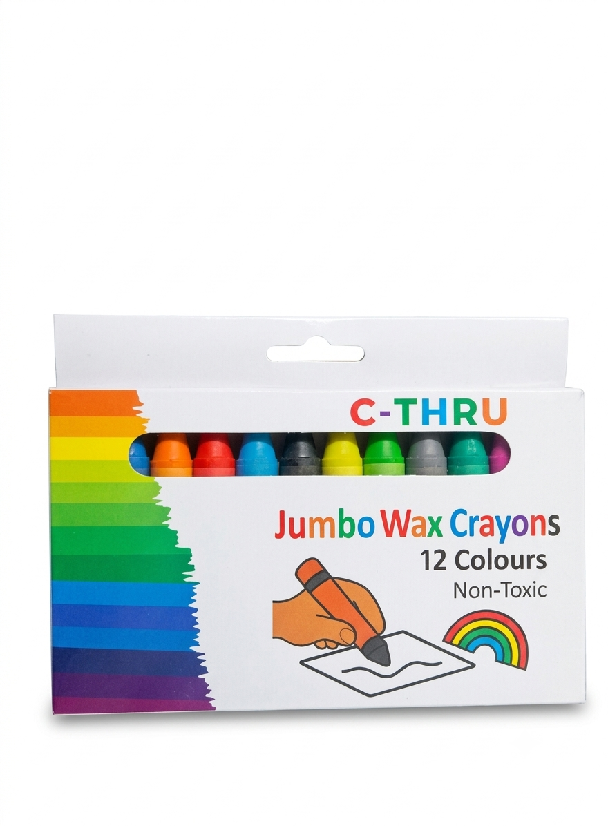 C-THRU 12 Pack Jumbo Wax Crayons – Non-Toxic Thick Crayons for Preschool & Primary School Art