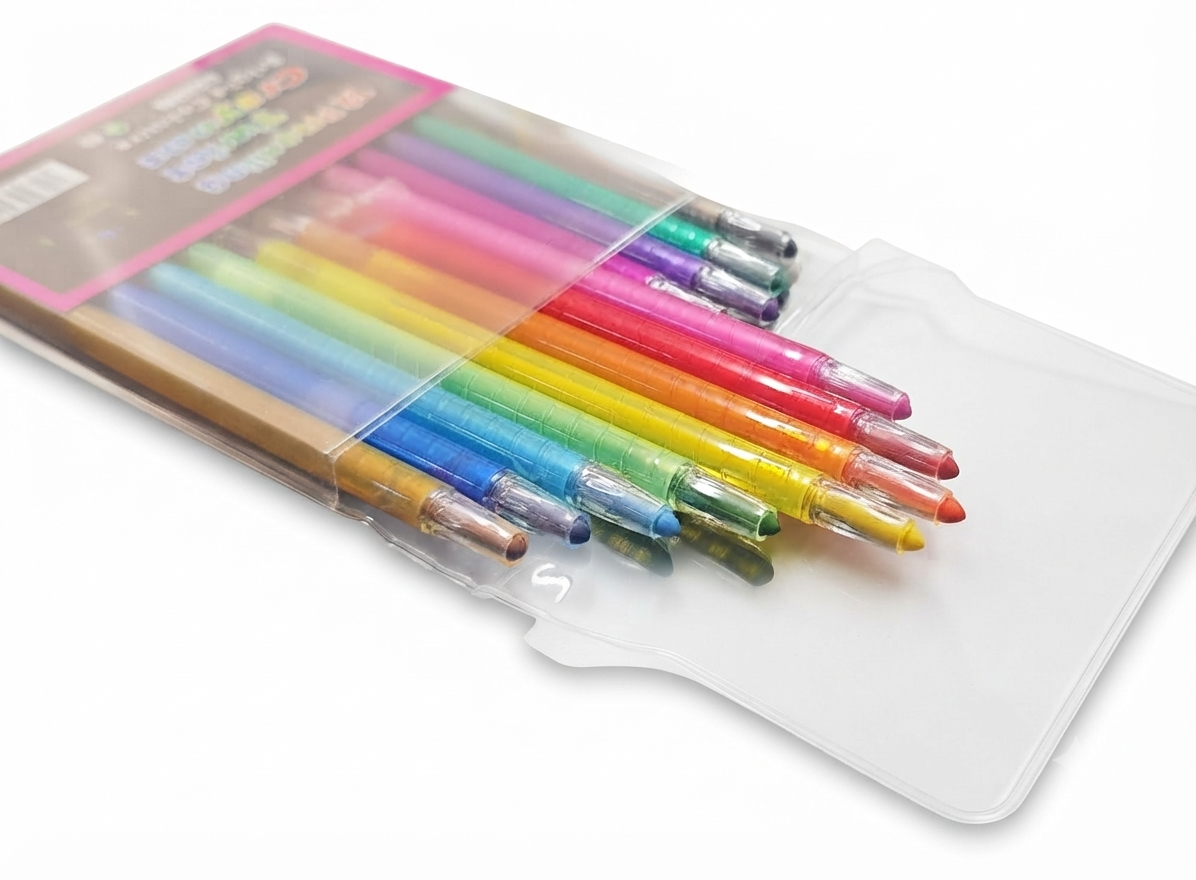 12 Pack Propelling Twist Crayons – Mess-Free Retractable Wax Crayons for School Arts & Craft