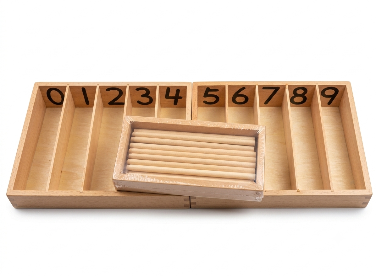Spindle Box Math Counting Set – Montessori Number & Quantity Matching Toy with Wooden Rods