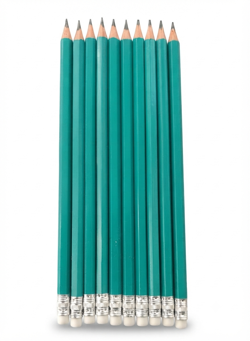 HB Writing Pencils with Eraser Tops (Pack of 12) – Standard Teal School & Drafting Pencils