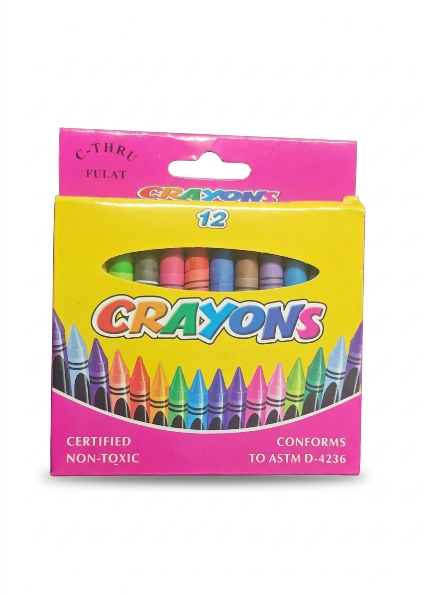 C-Thru Fulat 12-Piece Kids Wax Crayons – Non-Toxic Colouring Crayons for School Art