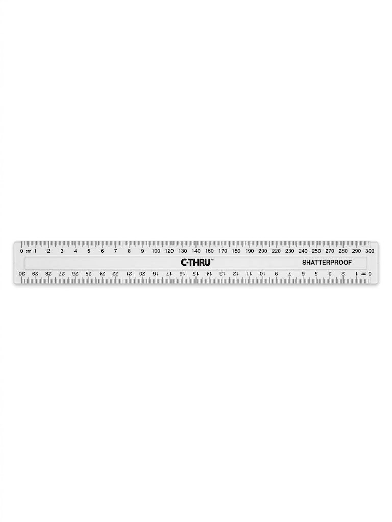 C-Thru Shatterproof Clear Plastic 30cm Ruler – Flexible School & Office Measuring Ruler