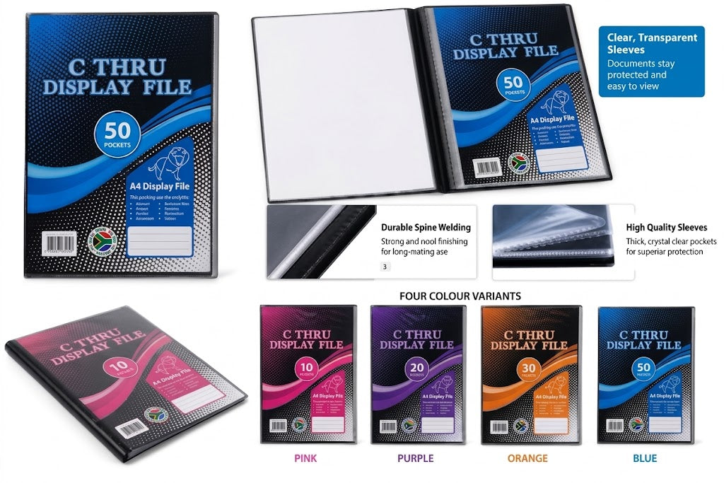 C-Thru A4 Display File, 30 Pockets